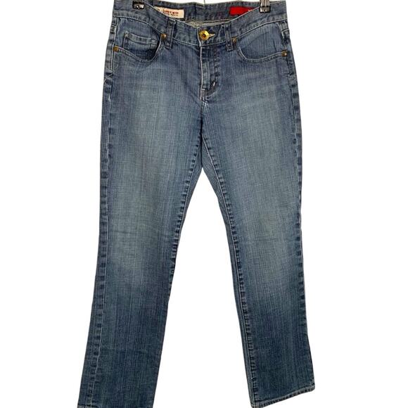 Express Jeans Women's Size 4 Curvy Straight Leg Embroidered Americana 27" Inseam - Picture 1 of 8